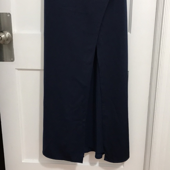 Lulus Unforgettable Love Blue Satin Cowl Neck Faux-Wrap Maxi Dress - Picture 3 of 11